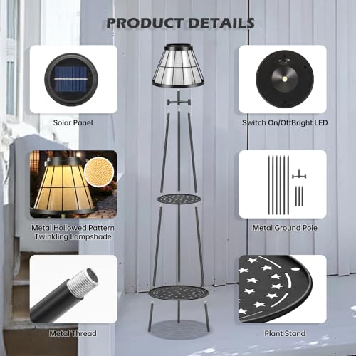 2 Pack Solar Lights Outdoor with Plant Stands - Metal Tripod Patio Decor M835880