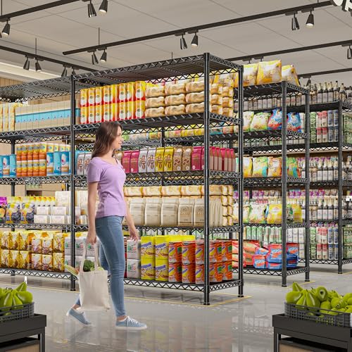 REIBII 73''W 5-Tier Metal Shelving Unit, Heavy Duty Wire Storage Rack F431
