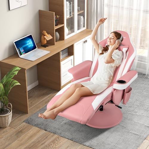 Goplus Massage Gaming Chair, Racing Recliner with Footrest, PU Leather N121