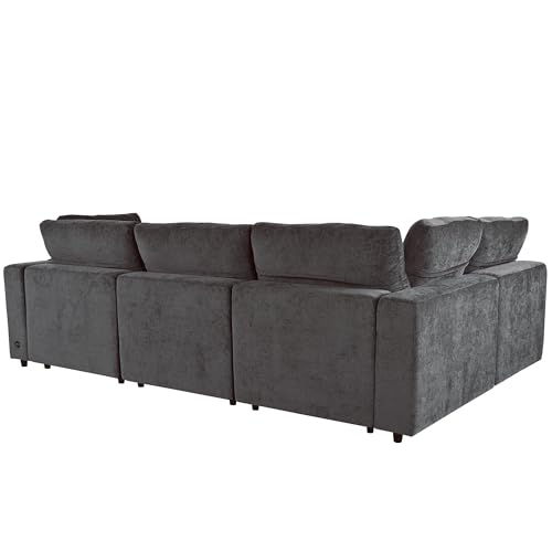 Oversized Modular Sectional Sofa with Movable Ottoman E909