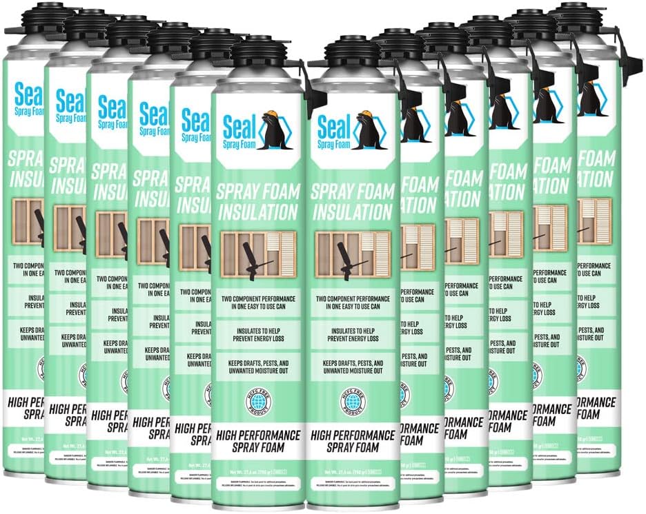 Seal Spray High Performance 80% Plus Closed Cell Formula Insulating Foam Cans (300 Board FT-12 Cans) - for Best Result use Our Seal Spray Foam Gun (NOT Included)
