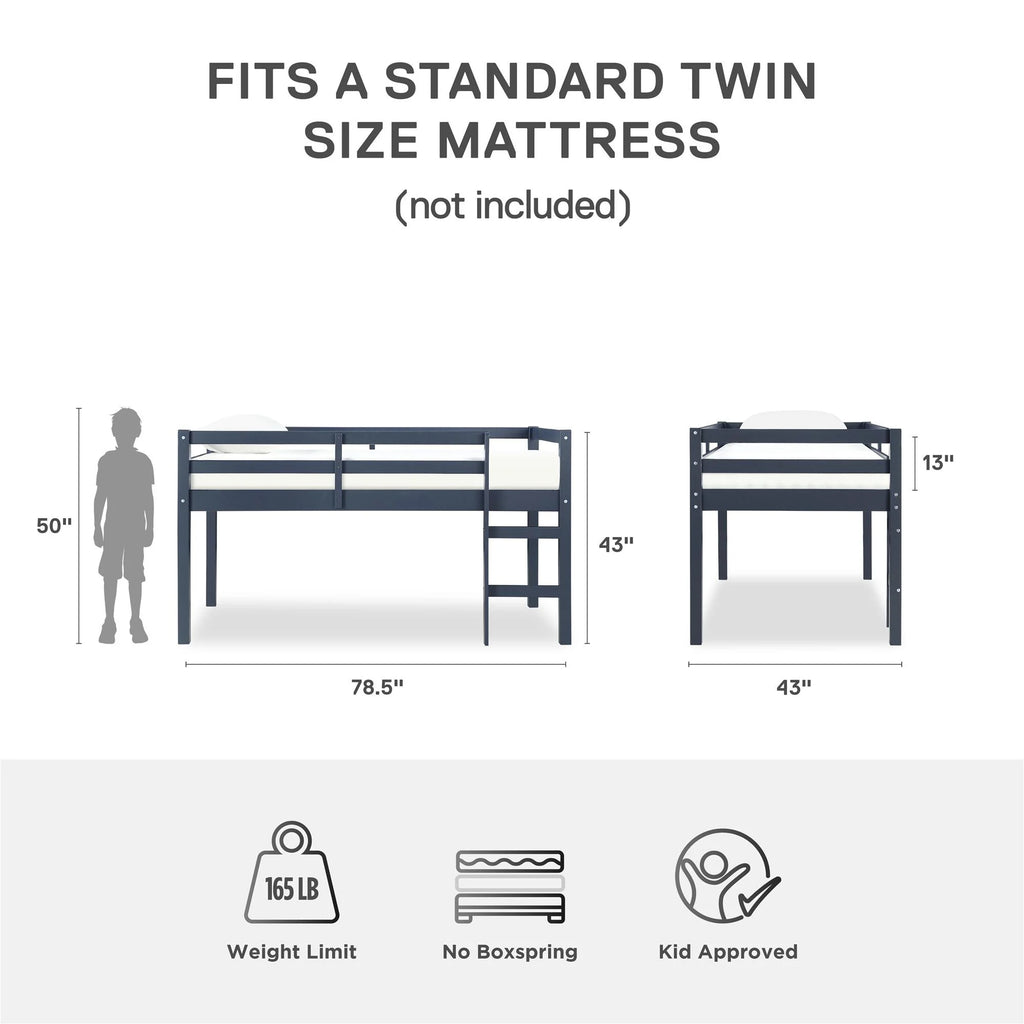 DHP Benson Junior Twin Loft Bed, Blue A41957