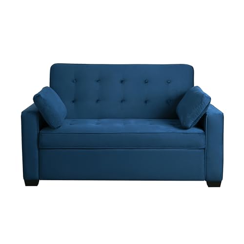 Serta Ainsley Convertible Sleeper Sofa Queen Size Navy Velvet V951