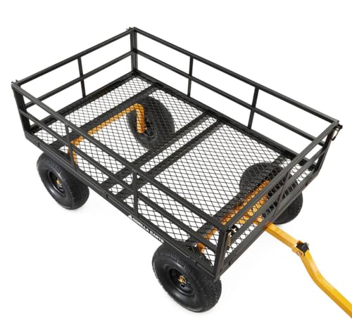 Gorilla Carts Heavy Duty Steel Mesh Utility Wagon Cart, 1000 lb Capacity, Gray M8719