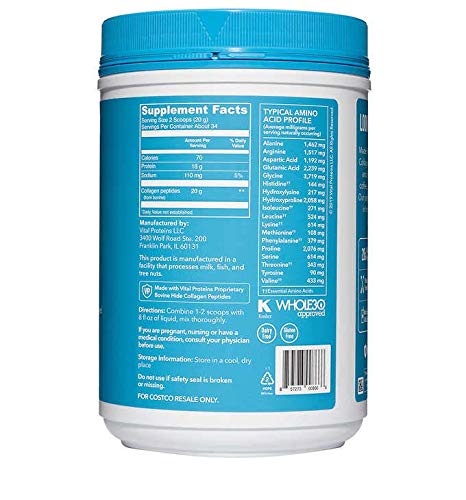 Vital Proteins Collagen Peptides - Pasture Raised, Grass Fed, Gluten Free, 24 oz R89993