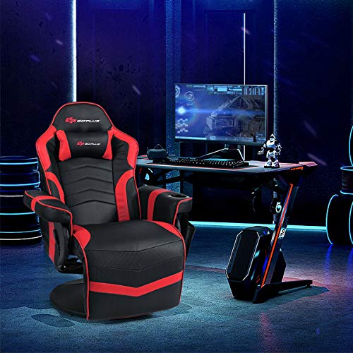 Goplus Massage Gaming Chair, Racing Recliner with Footrest, PU Leather N121