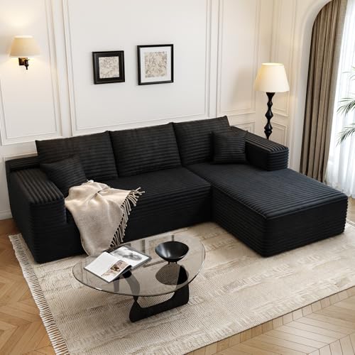 Cloud Modular Sectional Sofa with Ottoman, U Shaped, Black M332378