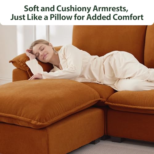 Cloud Couch Sectional L Shaped Modular Sofa Chenille Ivory Beige U4155