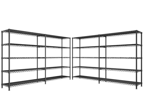 REIBII 73''W Storage Shelves Load 1650 LBS Metal Shelving 5-Tier Wire Shelving Unit for Storage Rack Adjustable Heavy Duty Metal Shelves for Pantry Kitchen Garage, 17.7" D x 73" W x 71" H