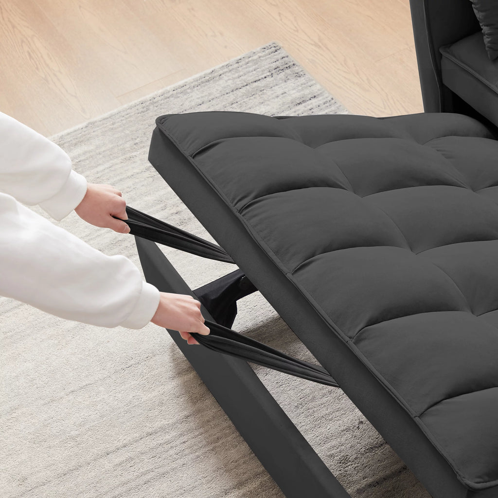 Hombay Modern Velvet Pull Out Convertible Sofa Bed with Reclining Backrest E65595