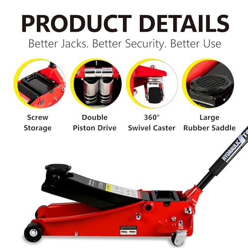 Pvillez Floor Jack, Heavy Duty Hydraulic Low Profile Steel Racing Jack, 2 Ton Capacity Blue H10635