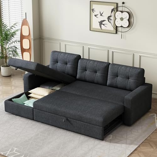 Ball & Cast L-Shape Reversible Sectional Sleeper Sofa Bed with Storage Chaise S803032