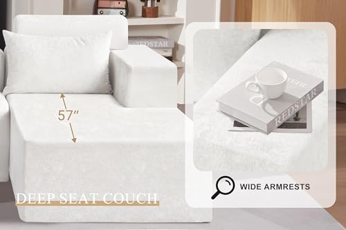 HABUTWAY 105" L-Shape Modular Sectional Sofa, Grey Velvet G848557