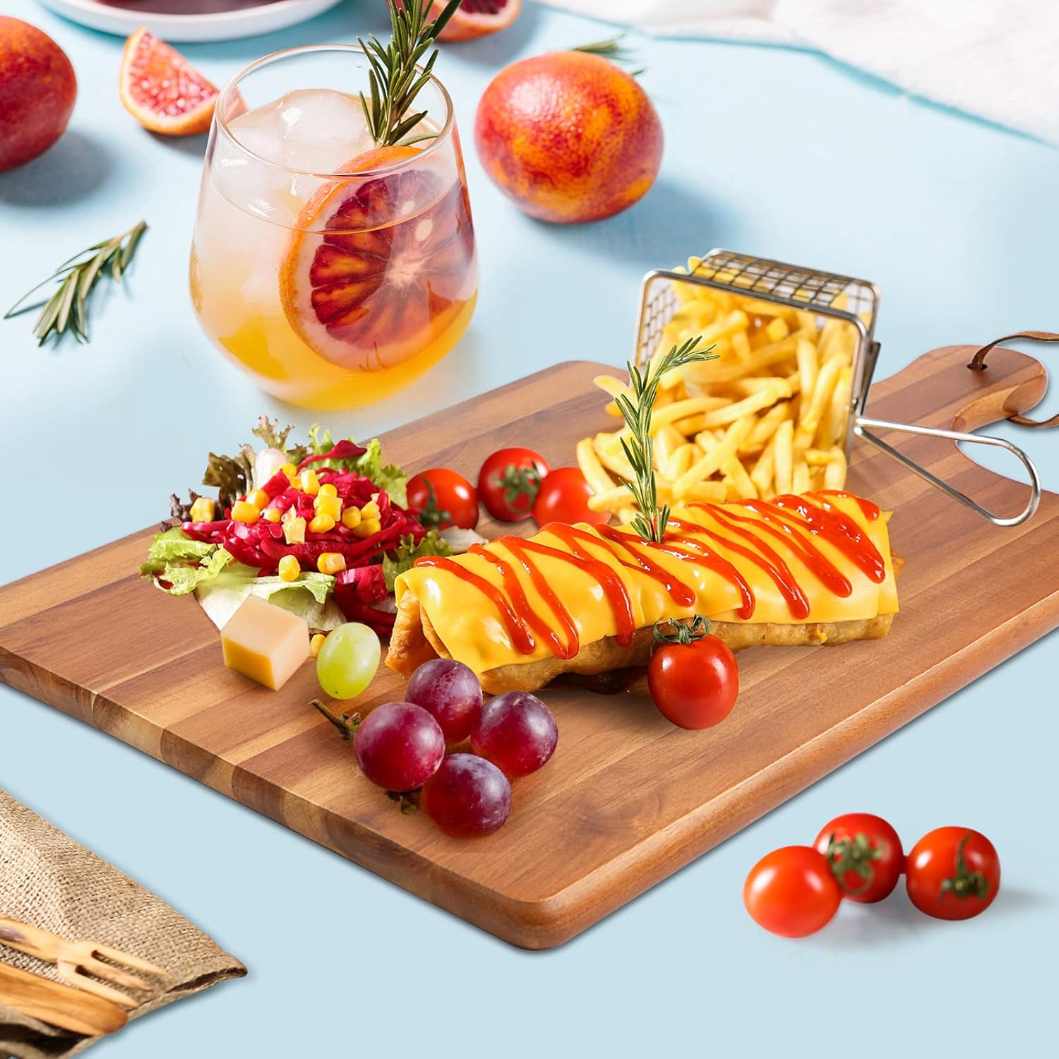 HOMEXCEL Acacia Wood Cutting Board with Handle 17"X11" V832