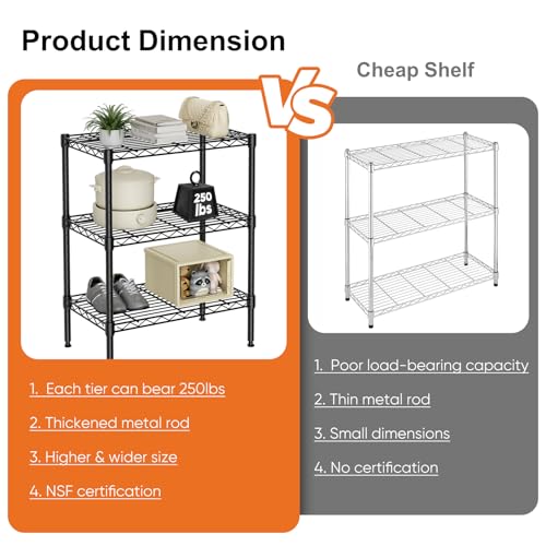 Sweetcrispy 4-Shelf Storage Shelving Unit, Adjustable Metal Wire Racks B3757
