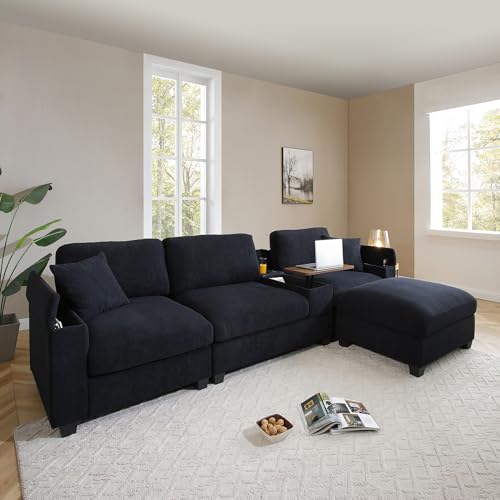 Oversized Modular Sectional Sofa with Movable Ottoman E909