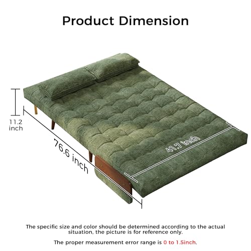 Convertible Chair Bed Sleeper for Adults with Wooden Arms, Linen G638