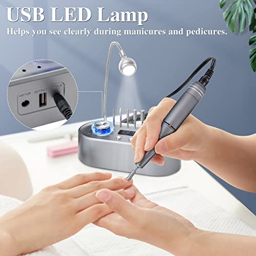 Delanie 40000 RPM Nail Drill Machine for Acrylic and Gel Nails, Gray H9124