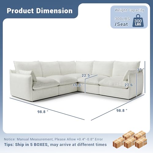 Cloud Modular Sectional Sofa, Waterproof Down Filled, High Backrest 5 Seater, Dark Gray J53470