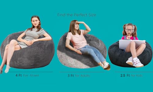 Faux Fur Bean Bag Chair for Adults with Filling, Blue J1419