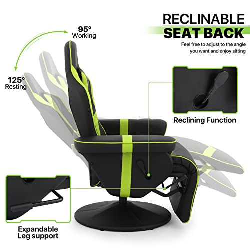 Magshion 360° Swivel Gaming Recliner Chair, Ergonomic PU Leather, Grey G328110