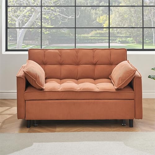 3 in 1 Convertible Sleeper Sofa Bed Futon with Adjustable Backrest, Velvet, Black Q74350