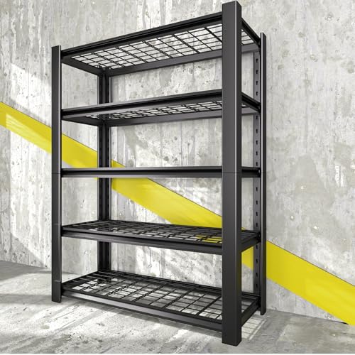 5-Tier Heavy Duty Garage Shelving Unit with Wire Shelves,3000 LBS Capacity Metal Storage Rack 72"H x 48"W x 20"D,Adjustable Boltless Steel Shelves for Garage,Basement,Pantry,Warehouse.1 Pack