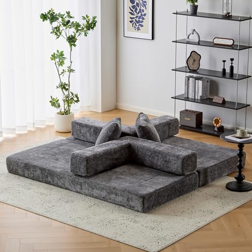 Corduroy Convertible Sleeper Sofa Bed with Pillow, Beige S401207