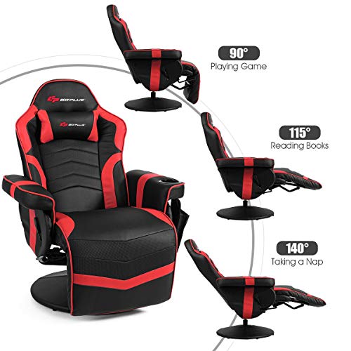 Goplus Massage Gaming Chair, Racing Recliner with Footrest, PU Leather N121