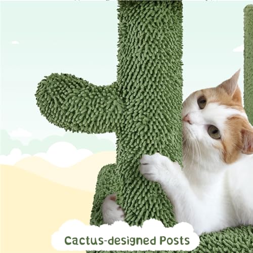 Yaheetech Cactus Cat Tree, 63″ Multi-Level Cat Tower with Scratching Posts O3441