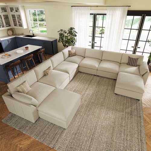 Belffin Extra Large Modular Sectional Sofa, 4-Seater L Shaped Velvet Couch, Black A1471