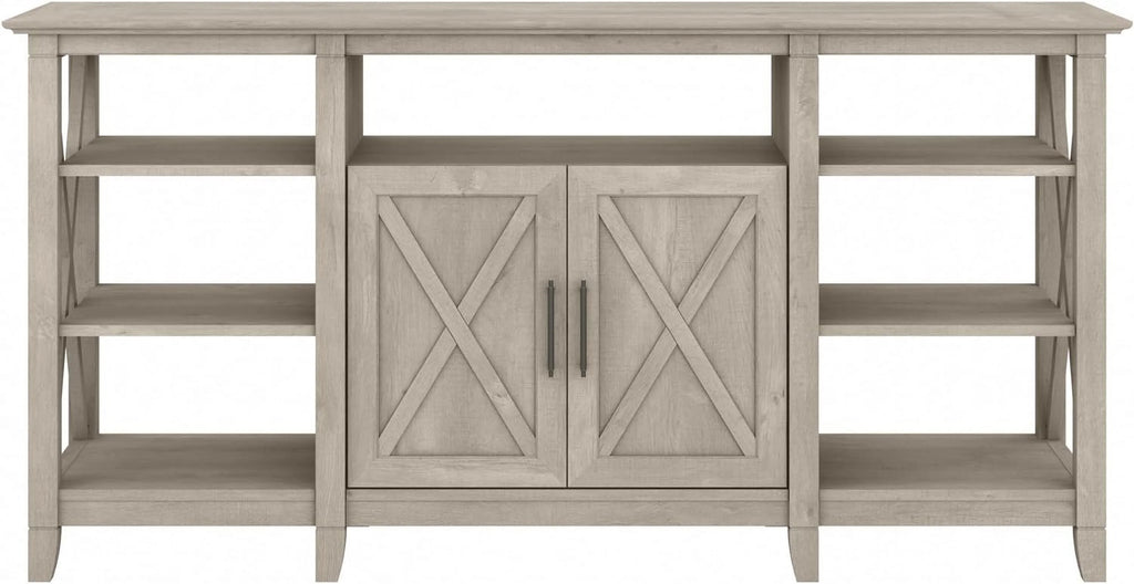 Key West Tall Stand for 65 Inch TV, Farmhouse Entertainment Center, Washed Gray F7941