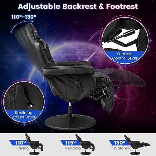 Goplus Massage Gaming Chair, Racing Recliner with Footrest, PU Leather N121