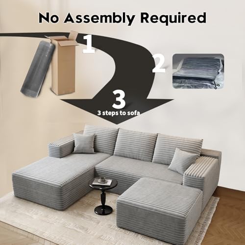 Cloud Modular Sectional Sofa with Ottoman, U Shaped, Black M332378