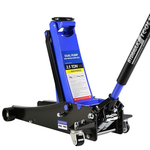 Pvillez Floor Jack, Heavy Duty Hydraulic Low Profile Steel Racing Jack, 2 Ton Capacity Blue H10635