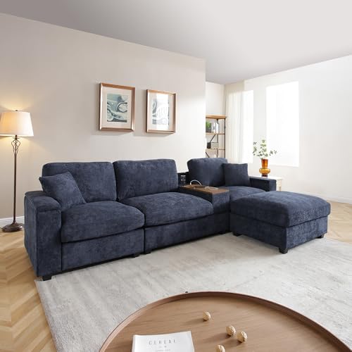 Oversized Modular Sectional Sofa with Movable Ottoman E909