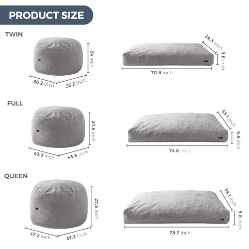 MAXYOYO Giant Bean Bag Chair Bed for Adults, Convertible Floor Sofa G466