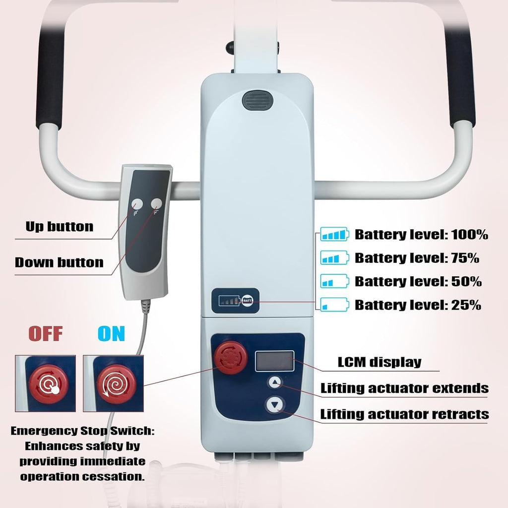 Foldable Electric Patient Transfer Lift with 2 Slings, 500lbs Capacity W76098