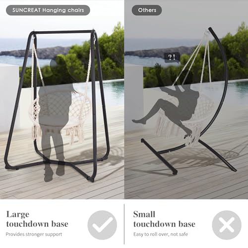 SUNCREAT Hammock Chair with Stand, Heavy Duty, 330 lbs Capacity, Grey Q865810