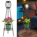 2 Pack Solar Lights Outdoor with Plant Stands - Metal Tripod Patio Decor M835880