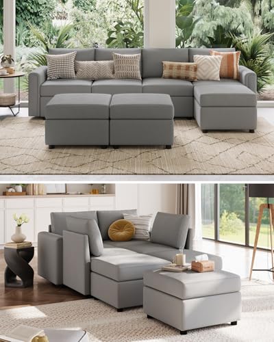 LINSY HOME Modular U Shaped Sectional Sofa with Storage, Blue M8981