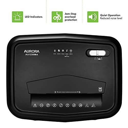Aurora AU120MA 120-Sheet Micro-Cut Paper Shredder, 30 Minutes, Black L8839