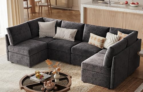 LINSY HOME Modular U Shaped Sectional Sofa with Storage, Blue M8981