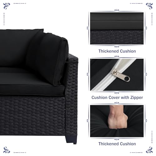 KIGOTY Patio Furniture Set 7 Pieces Outdoor Sectional Sofa with Cushions and Glass Coffee Table B60021