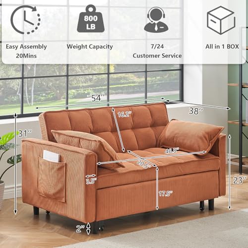 3 in 1 Convertible Sleeper Sofa Bed Futon with Adjustable Backrest, Velvet, Black Q74350