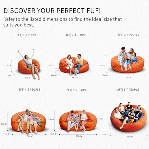 Bean Bag Chair for Adults 3FT, Soft Removable Cover, Light Gray M535251