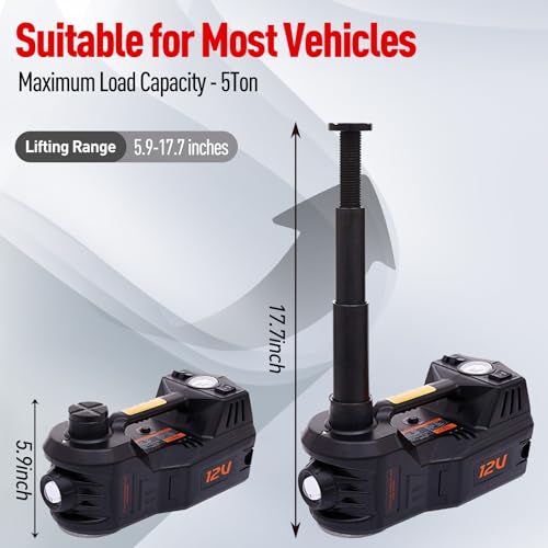 12V 5 Ton Electric Car Jack with Integrated Tire Pump for SUV Truck Sedan X6558