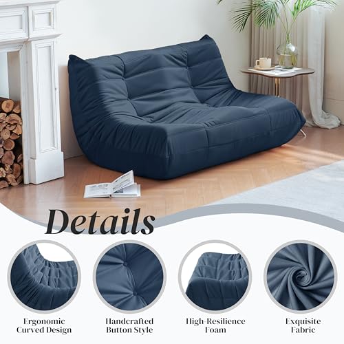 Bean Bag Chair for Adults Suede Microfiber Fireside Floor Chair 3-Seater Beige F151744