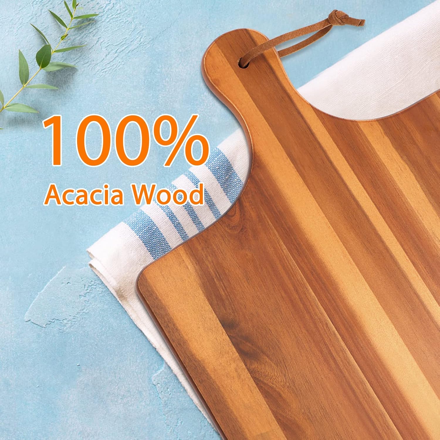 HOMEXCEL Acacia Wood Cutting Board with Handle 17"X11" V832
