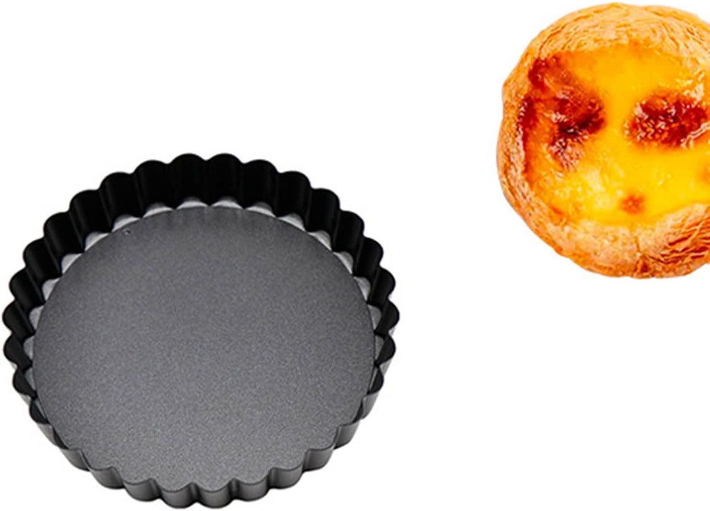 6 pcs 3" Mini Tart Pans Removable Bottom, Carbon Steel Baking Tool T30750